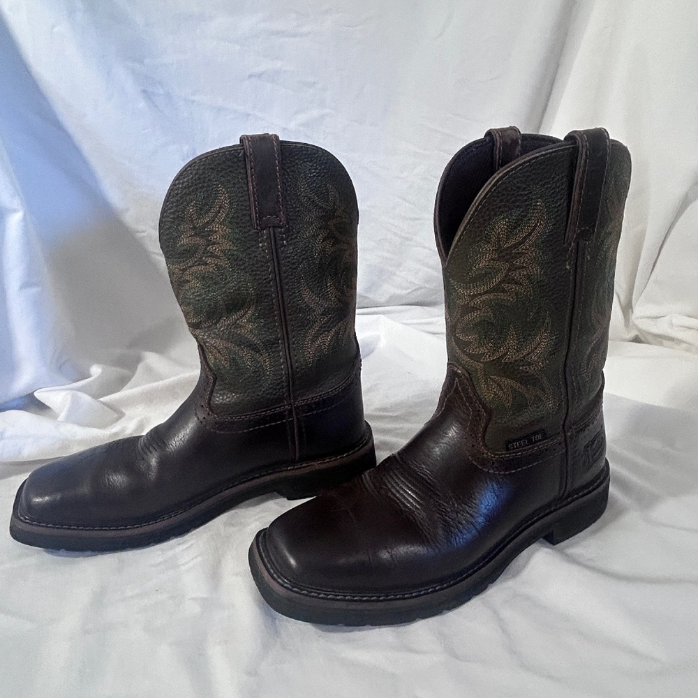 Justin Men's Steel Toe Driller Cowhide Stampede Collection Work Boots, 8 1/2 D